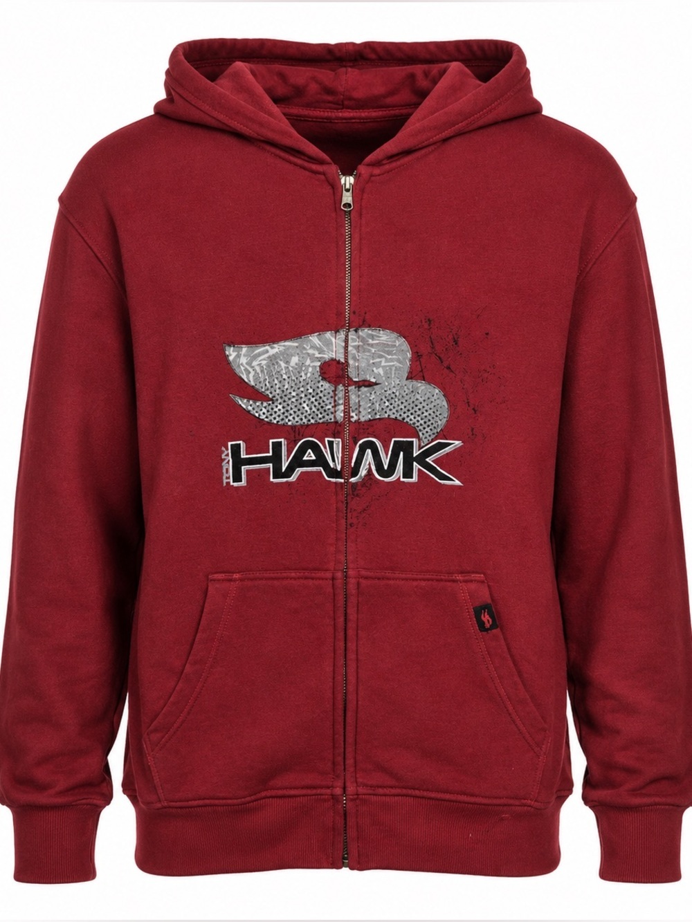 Tony Hawk Full Zip Hoodie Boys L Maroon Skater Skateboard Streetwear RN70361